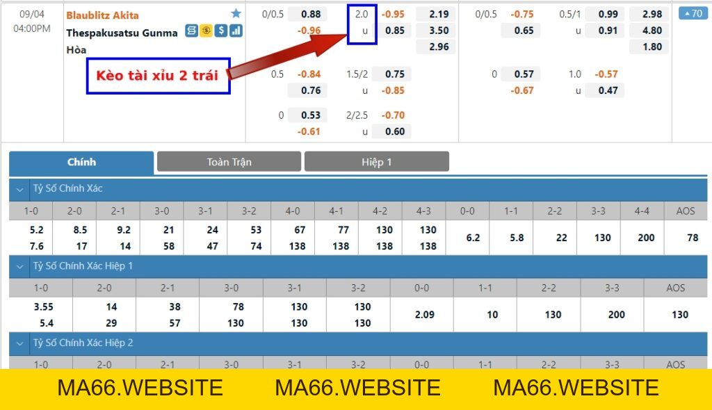Kèo tài xỉu 1 trái, 2 trái, 3 trái là gì? Cách tính kèo đơn giản nhất - Ma66